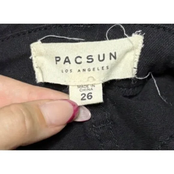 Pacsun Black Denim Overall Shorts With Lace-Up Front Women Size Small - Picture 4 of 13